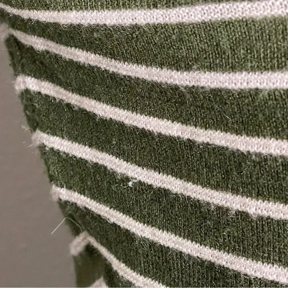 Zara Striped Lightweight Long Sleeve Sweater Green and White Size Small